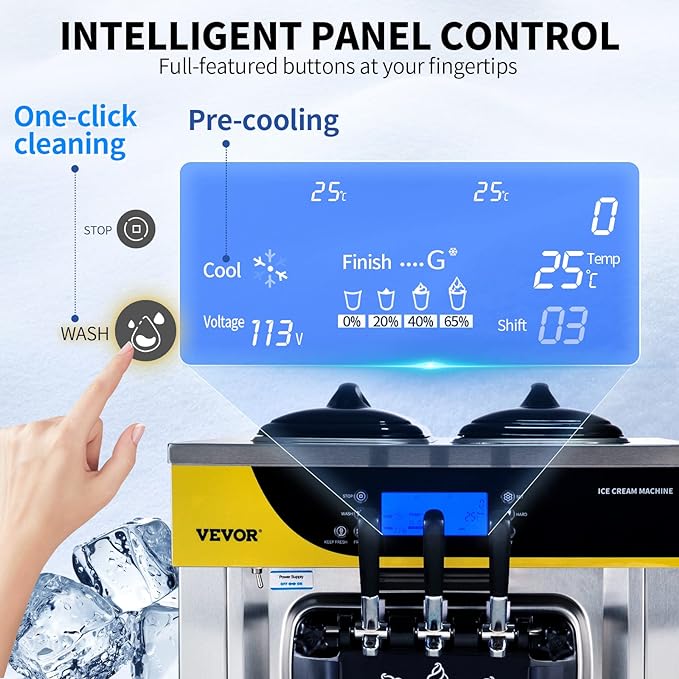 !E+D01 Profi Softeismaschine / Frozenmaschine Tischgerät 2 x 6 Liter Softeis Speiseeis 30 L / Stunde 3 Geschmacksrichtungen 2200 W 230 V privat + gewerblich – Bild 5