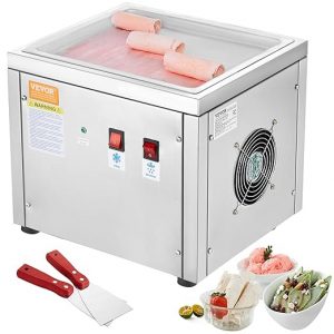 E+D11.02 Eisrollenmaschine zum Frittieren von Eisrollen 28 x 24 x 2 cm Pfanne zum Frittieren von Eiscreme Eismaschine mit Kompressor 2 Schaber zur Herstellung von Eiscreme Frozen Yogurt + Eisrollen