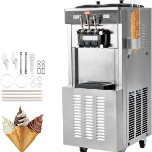 E+D03.05 Kommerzielle Eismaschine Softeismaschine 34–44 L/h Leistung 1850 W freistehend 3 Geschmacksrichtungen 2 x 9 L Edelstahlbehälter LED-Panel Einzelzylindernutzung Kühlung über Nacht