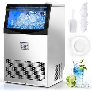 GBT9.09 Kommerzielle Eiswürfelmaschine 72 kg freistehender Eiswürfelbereiter Eismaschine Timer Bars Getränkeläden große Feiern 72 kg/24 h direkter Wasseranschluss nicht erforderlich daher geeignet im freien Gelände auf Events