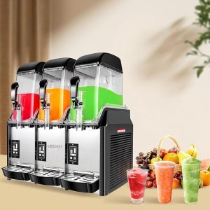 E+D08.3 Kommerzielle Slush-Maschine 3 Tanks 36 Liter 1100 Watt Margarita-Maschine Gefriergetränke für Restaurant Bar Party Edelstahl-Slush-Maschine