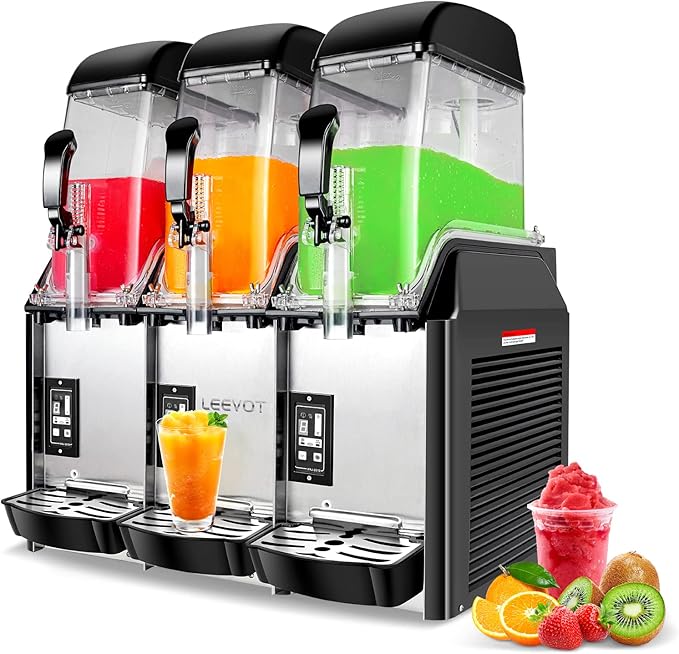 E+D08.3 Kommerzielle Slush-Maschine 3 Tanks 36 Liter 1100 Watt Margarita-Maschine Gefriergetränke für Restaurant Bar Party Edelstahl-Slush-Maschine – Bild 5