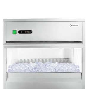GBT9.04 Professioneller Eiswürfelbereiter 50 kg Eiswürfelmaschine 10 kg Vorratsfach LED geschmacksneutrale Beschichtung sehr leise Edelstahl 260 Watt 50 kg/24 h silber