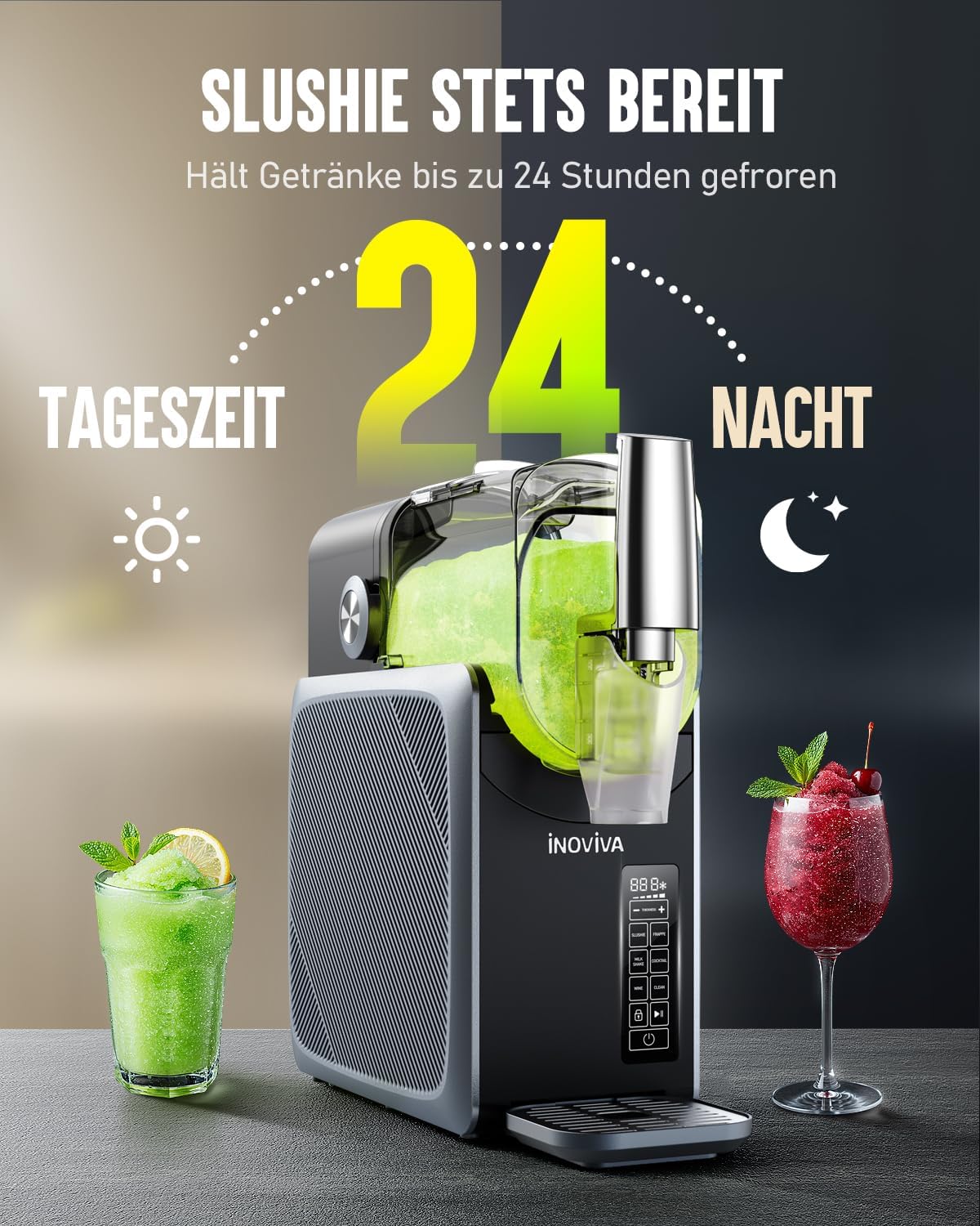 !E+D05 Slush-Maschine 2 L Slusheis-Maschine für Zuhause mit Selbstreinigung 5 voreingestellte Programme Frozen Slushie Margaritas Frappés Milchshake – Bild 6