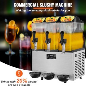 !E+D08 Slush-Maschine Margarita-Maschine Smoothie gewerblich 36 l Einzelschüssel 3 x 12 L 1100 W Edelstahl Frozen Drink Maker Slush-Maschine Partys Cafés Restaurants Bars Veranstaltungen