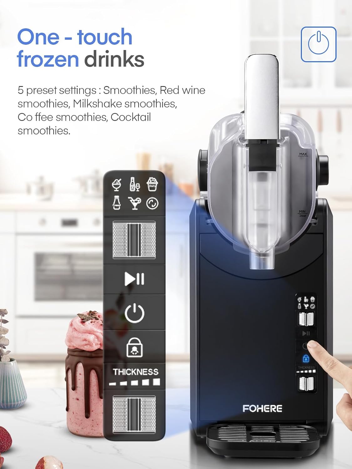 E+D05.1 Slush Maschine 2L Slush Cocktail für Zuhause keine Eiswürfel Selbstreinigend 5-in-1 mit 5 Einstellungen Frappé Milchshake Wein Quickfreeze-Technologie – Bild 6