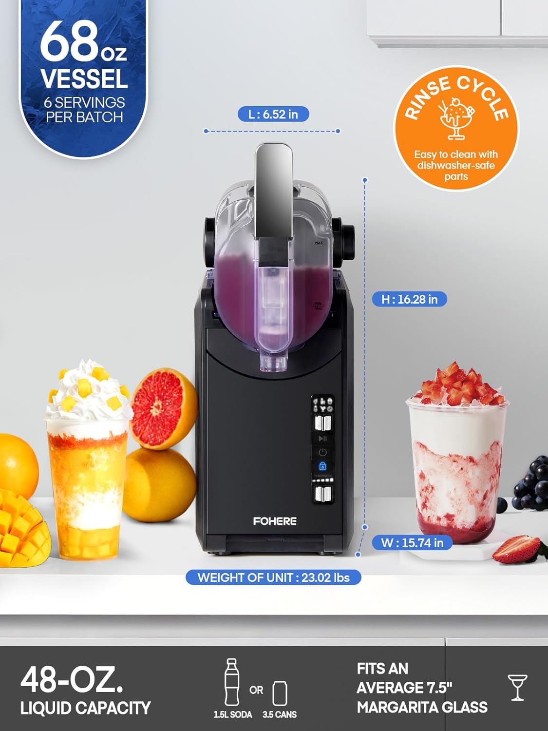 E+D05.1 Slush Maschine 2L Slush Cocktail für Zuhause keine Eiswürfel Selbstreinigend 5-in-1 mit 5 Einstellungen Frappé Milchshake Wein Quickfreeze-Technologie – Bild 7