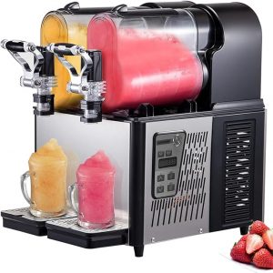 E+D07.01 Smoothie-Maschine kommerzielle Slusheis-Maschine 2 x 3 l Doppeltank elektrische Schneeschmelz-Slush-Smoothie-Maschine keine Eiswürfel erforderlich Selbstreinigung und Kindersicherung