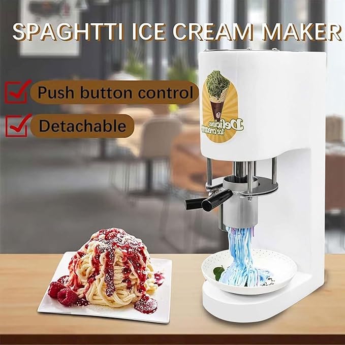 E+D11.03 Spaghettieis Maschine Nudeleis Maschine Softeis 80 W Eismaschine für professionelles Spaghettieis mit 4 Formen einfach zu bedienen 30L/h