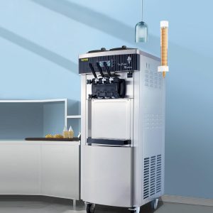E+D03.07 Speiseeisbereiter stehende kommerzielle Softeismaschine Eismaschine 2 x 6 L Ice Cream Maker 20-28 L/h 220 V Edelstahl Maschine Eierkegel