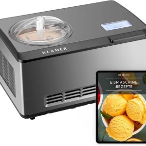 E+D12 Streicheis Maschine Eismaschine & Joghurtbereiter 2 L Speiseeis Maschine 180 W Edelstahl Eismaschine mit Kühl- und Heizfunktion selbstgemachtes Speiseeis mit selbstkühlendem Kompressor