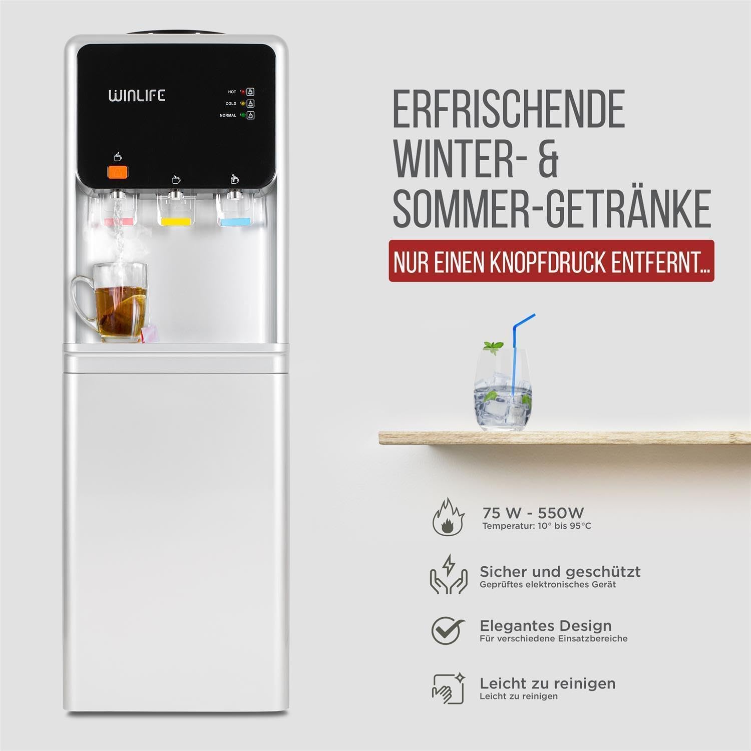 E+T36.01 Trinkwasserspender 5 – 20 L Heißwasserspender Kaltwasserspender Wasserspender 500 W elektrisch doppelte Heiß-/Kaltfunktion Messe Ausstellung Catering Hotels Bistro – Bild 3
