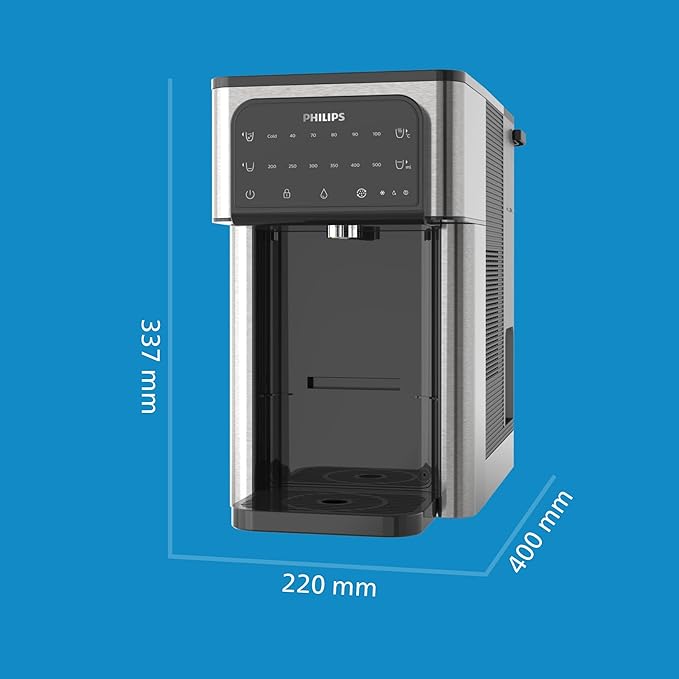 GBT9.11 Wasserstation Wasserständer Spender Wasserspender für gefiltertes heißes und kaltes Wasser 2,8 l Fassungsvermögen 6 Temperaturvoreinstellungen Touchscreen silber schwarz – Bild 2