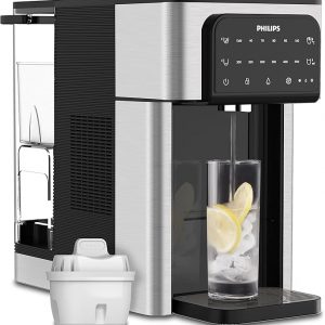 GBT9.11 Wasserstation Wasserständer Spender Wasserspender für gefiltertes heißes und kaltes Wasser 2,8 l Fassungsvermögen 6 Temperaturvoreinstellungen Touchscreen silber schwarz