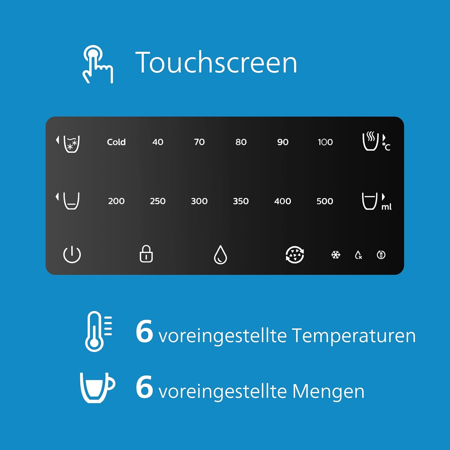 GBT9.11 Wasserstation Wasserständer Spender Wasserspender für gefiltertes heißes und kaltes Wasser 2,8 l Fassungsvermögen 6 Temperaturvoreinstellungen Touchscreen silber schwarz – Bild 5