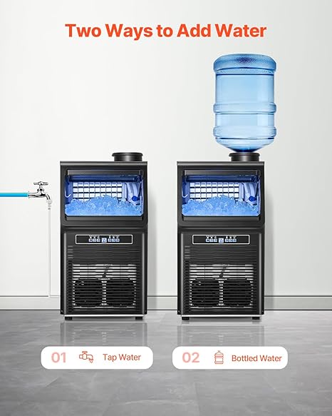GBT9.05 Gewerblicher Eiswürfelbereiter 45 kg/Tag mit 6 kg Speicherkapazität 36 Eiswürfel in 15 Minuten LED-Digitalanzeige 2 Möglichkeiten zum hinzufügen von Wasser Bar Büro Restaurant Gastro Catering Events – Bild 5