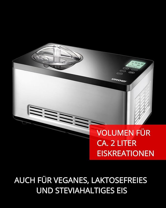 E+D12.02 Private Eismaschine 2 L Softeis Streicheis Eisbällchen mit digitalem Timer 180 Watt – Bild 4