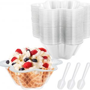 !E+P03 Eisbecher 250 ml Blumenmotiv mit Löffel – widerverwendbar