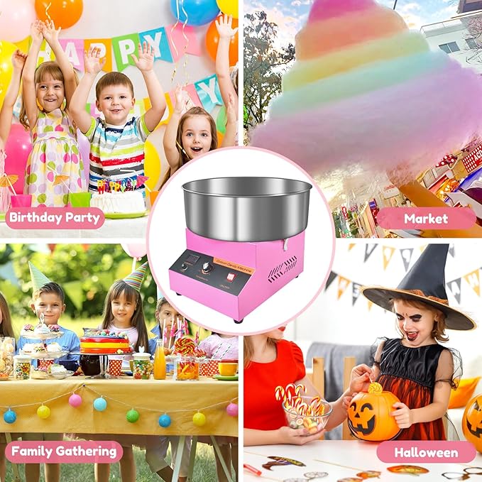 !E+T30 Elektrische Zuckerwattemaschine 1000 W kommerziell mit Edelstahlschüssel & Zuckerlöffel für Familienfeiern Kindergeburtstage pink Sportveranstaltungen Märkte Ausstellungen Messen Veranstaltungen Firmenfeiern – Bild 6