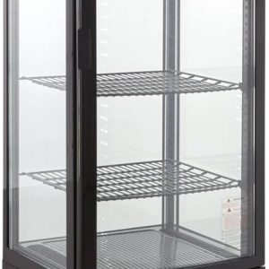 E+T30.10 Gastro Kühlvitrine 235 Liter Buffet Vitrine +2 °C bis +6 °C mit LED schwarz  Kühltheke mit Glastür & Umluft abschließbar [Energieklasse B]