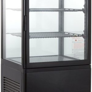 E+T30.08 Gastro Kühlvitrine 58 Liter Buffet Vitrine +2 °C bis +6 °C mit LED schwarz  Kühltheke mit Glastür & Umluft abschließbar [Energieklasse B]