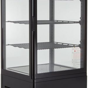 E+T30.09 Gastro Kühlvitrine 78 Liter Buffet Vitrine +2 °C bis +6 °C mit LED schwarz  Kühltheke mit Glastür & Umluft abschließbar [Energieklasse C]
