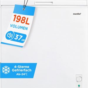 E+T17.12 Gefriertruhe 198 L leise 37 dB 85 x 77 x 56 cm Kühlung 1 – 10°C Gefrieren -24 bis –12°C 24‑h‑Schnellgefrierung 9 kg Energiesparender Inverter-Kompressor Aluminium-Innenraum [Energieklasse E]