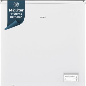 E+T17.13 Gefriertruhe Tiefkühltruhe 142 L 4-Sterne gefrieren Super-Frost-Funktion Kühltruhe inkl. Ablagekorb LED-Display elektronische Temperaturregelung leise weiß [Energieklasse E]