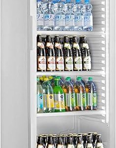 E+T17.09 Getränkekühlschrank Profi Kühlschrank Glaskühlschrank 347 Liter 62 x 63,6 x 175,3 cm LED-Beleuchtung 4 verstellbare Ablagen weiß Energieklasse D