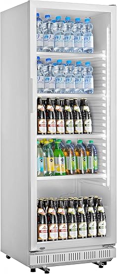E+T17.09 Getränkekühlschrank Profi Kühlschrank Glaskühlschrank 347 Liter 62 x 63,6 x 175,3 cm LED-Beleuchtung 4 verstellbare Ablagen weiß Energieklasse D