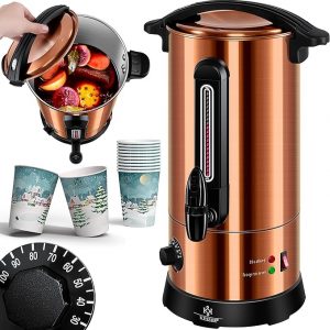!C+G20.95 Glühweinkessel 10 L Edelstahl 1800 W 30-100°C Glühweinkocher Thermostat Glühweinautomat Heißgetränkeautomat Wasserkocher Heißwasserspender Einkochautomat Füllstandsanzeige Kakaokocher mit Zapfanlage Punschkocher Glühweinzapfanlage