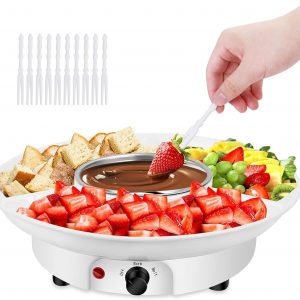 E+T18.040 Käsewärmer Schokoladen-Fondue-Topf-Set 60°C elektrische Schmelzmaschine 3-teiliges Tablett für Paare Familie und Date-Night-Idee Einweihungsparty Urlaub