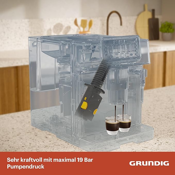 C+G20.92 Kaffeevollautomat Kaffeemaschine Espresso mit Milchaufschäumdüse Edelstahlmahlwerk 13 Mahlstufen 250 g Bohnenbehälter 2 Liter abnehmbarer Wassertank 19 Bar Pumpendruck – Bild 6