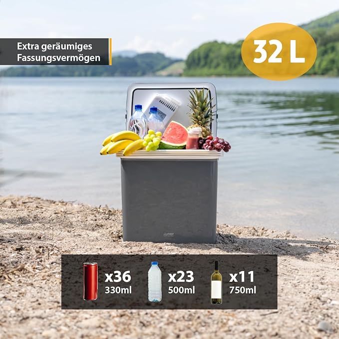 C+G45.2 Kühlbox 32 Liter zum Warmhalten oder Kühlen Thermoelektrische Kühlbox 12 Volt und 230 Volt Mini-Kühlschrank mobil Auto Camping Reisen – Bild 2