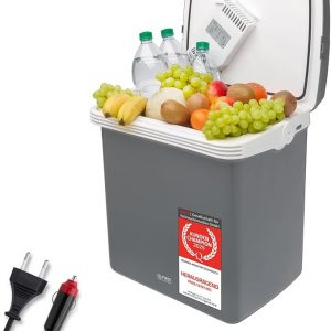 C+G45.2 Kühlbox 32 Liter zum Warmhalten oder Kühlen Thermoelektrische Kühlbox 12 Volt und 230 Volt Mini-Kühlschrank mobil Auto Camping Reisen