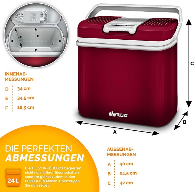 C+G45.1 Kühlbox 24 L Warmhaltebox Kühltasche elektrisch Mini Kühlschrank 230 V und 12 V Auto Camping Strand Kühlt + Wärmt Eco Modus Tagestouren + Camping – Bild 5
