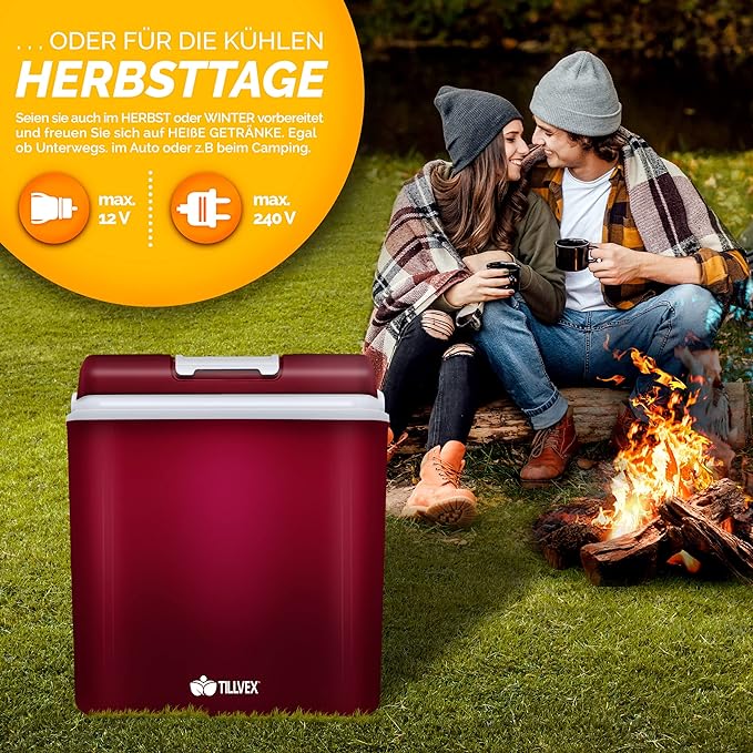 C+G45.1 Kühlbox 24 L Warmhaltebox Kühltasche elektrisch Mini Kühlschrank 230 V und 12 V Auto Camping Strand Kühlt + Wärmt Eco Modus Tagestouren + Camping – Bild 7