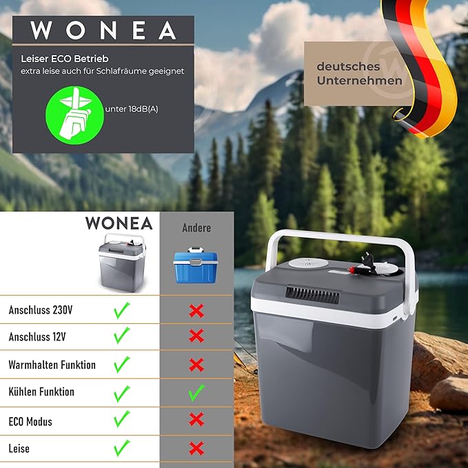 C+G45.3 Kühlbox 32L elektrisch 12V + 230V Kühlen und Heizen elektrische Kühlbox Thermoelektrische Kühlbox leise Camping Auto LKW Reisen Urlaub Tagestouren – Bild 3