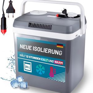 C+G45.3 Kühlbox 32L elektrisch 12V + 230V Kühlen und Heizen elektrische Kühlbox Thermoelektrische Kühlbox leise Camping Auto LKW Reisen Urlaub Tagestouren