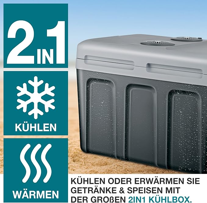 C+G45.4 Kühlbox 40L mit Kühl- und Heizfunktion elektrische Kühlbox mit Rollen 230V & 12V Stromanschluss für Auto Camping Caravan & Co – Bild 2