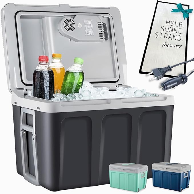 C+G45.4 Kühlbox 40L mit Kühl- und Heizfunktion elektrische Kühlbox mit Rollen 230V & 12V Stromanschluss für Auto Camping Caravan & Co