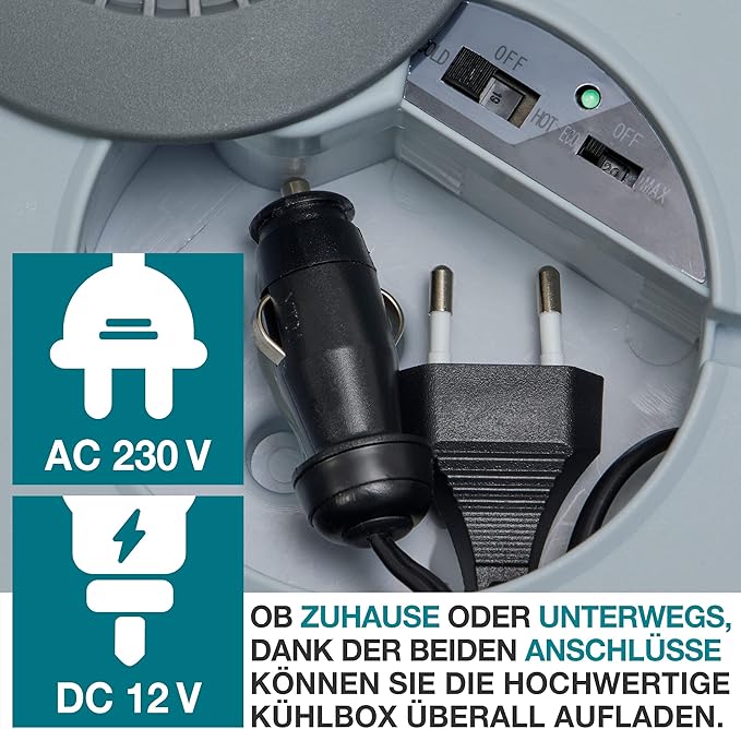 C+G45.4 Kühlbox 40L mit Kühl- und Heizfunktion elektrische Kühlbox mit Rollen 230V & 12V Stromanschluss für Auto Camping Caravan & Co – Bild 3
