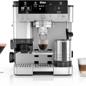 !E+T20.01 Ninja Kaffeeautomat Luxe 3-in-1-Kaffeemaschine mit Mahlwerk und Aufschäumer Latte Cappuccino Cold Brew und Espresso einfach zu bedienen 2 Voreinstellungen zum Aufschäumen
