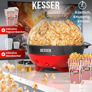 !GBT31 Popcornmaschine privat groß 800 W | Popcorn-Maker 5,5 l Inhalt mit Antihaftbeschichtung Deckel & Servierschale | für Öl Butter Zucker Stille & Schnelle inkl. abnehmbarer Heizfläche & Popcornbecher