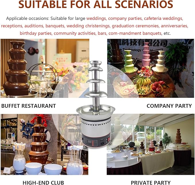 G+S12.02 Schokoladenbrunnen 7 Ebenen Schokobrunnen groß 6 kg Edelstahl elektrisch 330 W Party Hochzeit Obst Gebäck 43 x 43 x 103 cm Profigerät Catering – Bild 2