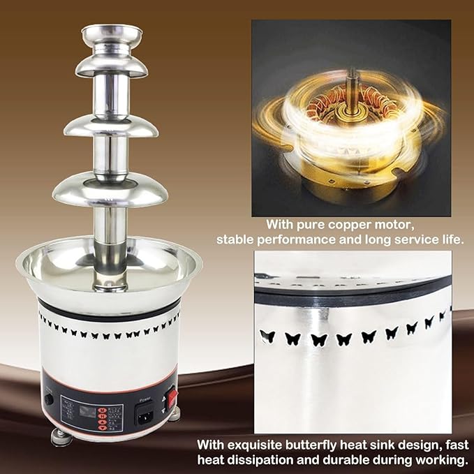 G+S12.02 Schokoladenbrunnen 7 Ebenen Schokobrunnen groß 6 kg Edelstahl elektrisch 330 W Party Hochzeit Obst Gebäck 43 x 43 x 103 cm Profigerät Catering – Bild 3