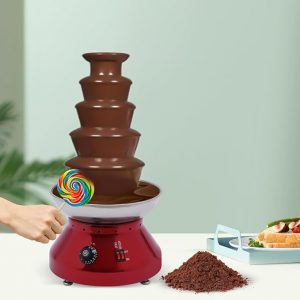 G+S12 Schokoladenbrunnen Profi Schokobrunnen Schokoschmelze Schokoladenschmelze 3500 g Edelstahl 5 Ebenen Schokolade Brunnen kommerzielle heiße Schokolade große Kapazität für Geburtstagsfeier Hochzeit Catering