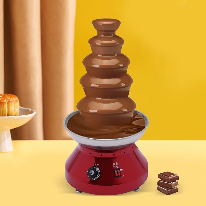 G+S12 Schokoladenbrunnen Profi Schokobrunnen Schokoschmelze Schokoladenschmelze 3500 g Edelstahl 5 Ebenen Schokolade Brunnen kommerzielle heiße Schokolade große Kapazität für Geburtstagsfeier Hochzeit Catering – Bild 3