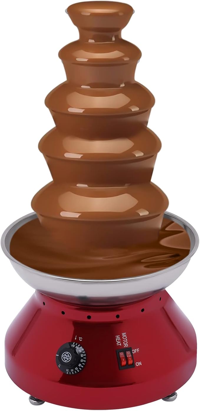 G+S12 Schokoladenbrunnen Profi Schokobrunnen Schokoschmelze Schokoladenschmelze 3500 g Edelstahl 5 Ebenen Schokolade Brunnen kommerzielle heiße Schokolade große Kapazität für Geburtstagsfeier Hochzeit Catering – Bild 5