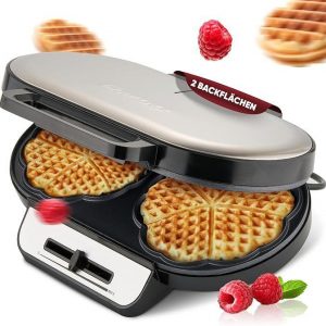 C+G20.19 Waffeleisen mit 2 antihaftbeschichteten Backflächen Waffeleisen Herzform stufenlos einstellbarer Bräunungsgrad und Backlicht 2 Waffeln pro Backvorgang in wenigen Minuten